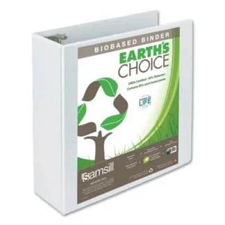 Samsill® Earth's Choice Plant-Based Round Ring View Binder, 4" Capacity, White, 3 Rings, 11 x 8.5