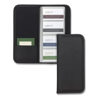 Samsill® Professional Vinyl Business Card File, Black, Holds 160 Cards, 4.75 x 10.25 inches