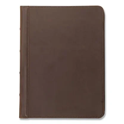 Samsill® Vintage Hardback Zipper Portfolio, Vinyl, Dark Brown, 11 x 8.5