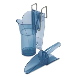 San Jamar® Saf-T-Scoop and Guardian System for Ice Machines, 6 oz to 10 oz Ice Scoop, Transparent Blue