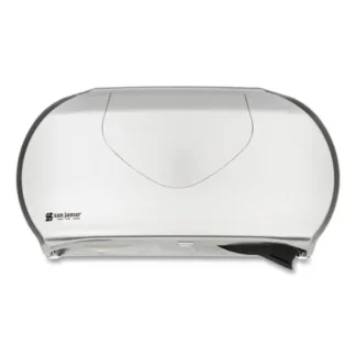 San Jamar® Twin 9" Jumbo Bath Tissue Dispenser, Summit, Faux Stainless Steel