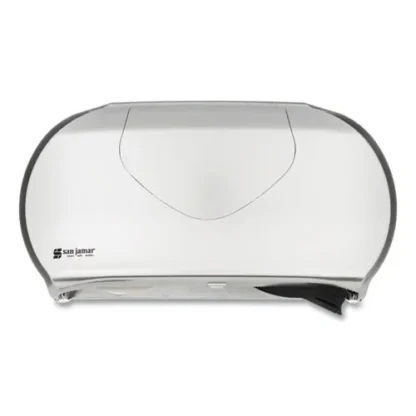 San Jamar® Twin 9" Jumbo Bath Tissue Dispenser, Summit, Faux Stainless Steel