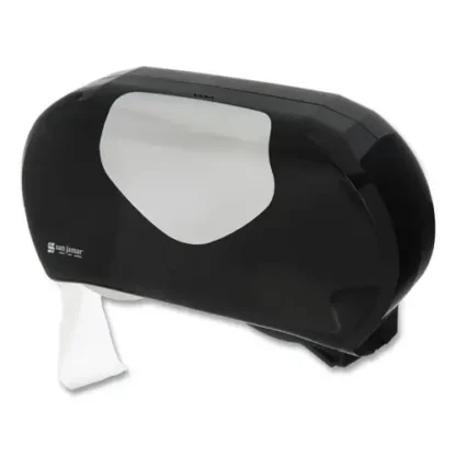 San Jamar® Twin 9" Jumbo Bath Tissue Dispenser, Summit Style, Black/Faux Stainless Steel