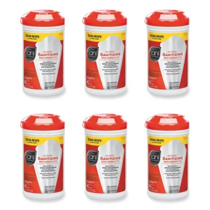 Sani Professional® No-Rinse Sanitizing Multi-Surface Wipes, Unscented, White, 95/Container