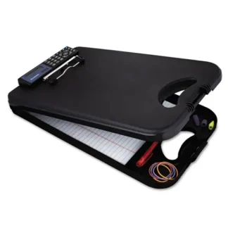 Saunders DeskMate II with Calculator, Black, Holds 8.5 x 11 Sheets, 0.5" Clip Capacity