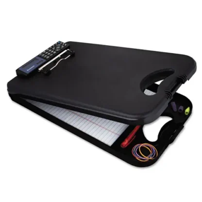 Saunders DeskMate II with Calculator, Black, Holds 8.5 x 11 Sheets, 0.5" Clip Capacity