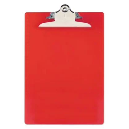 Saunders Recycled Plastic Clipboard with Ruler Edge, Red, 1" Clip Capacity, Holds 8.5 x 11 Inch Sheets