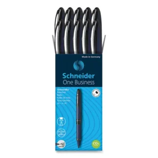 Schneider® One Business Rollerball Pen, Fine 0.6 mm, Black Ink, Dark Blue/Black Barrel, 10/Box