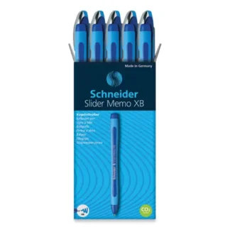 Schneider® Slider Memo XB Ballpoint Pen, Extra-Bold 1.4 mm, Blue Ink, Blue/Light Blue Barrel, 10/Box