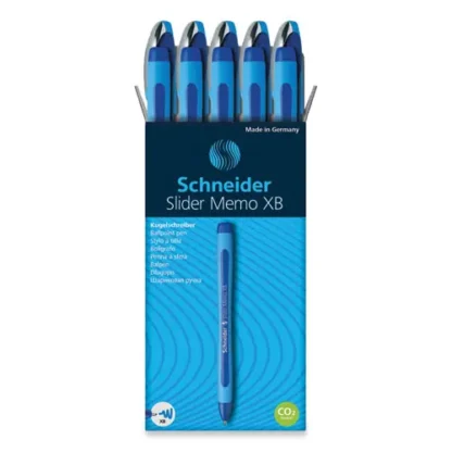 Schneider® Slider Memo XB Ballpoint Pen, Extra-Bold 1.4 mm, Blue Ink, Blue/Light Blue Barrel, 10/Box