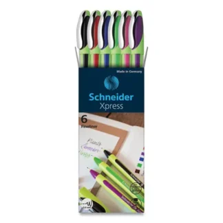Schneider® Xpress Fineliner Porous Point Pen, Fine 0.8 mm, Assorted Ink and Barrel Colors, 6/Pack