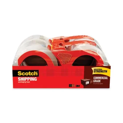 Scotch® 3750 Commercial Grade Packaging Tape with Dispenser, Clear, 1.88" x 54.6 yds, 3" Core, 4/Pack