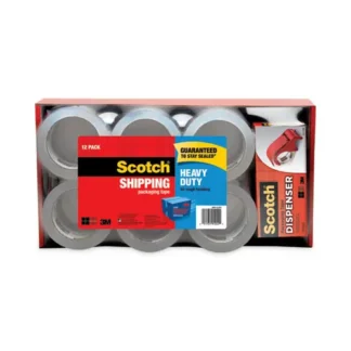 Scotch® 3850 Heavy-Duty Packaging Tape with DP300 Dispenser, 3" Core, Clear, 12 Pack