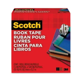 Scotch® Book Tape, 3" Core, 1.5" x 15 yds, Clear