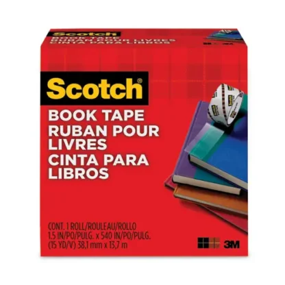 Scotch® Book Tape, 3" Core, 1.5" x 15 yds, Clear