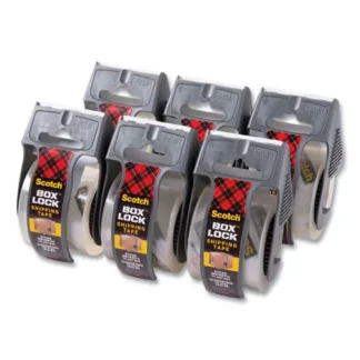 Scotch® Box Lock Shipping Packaging Tape with Dispenser, 1.88" x 22.2 yds, Clear, 6-Pack
