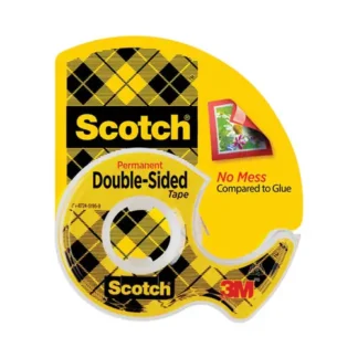Scotch® Double-Sided Permanent Tape in Handheld Dispenser, 1" Core, 0.5" x 37.5 ft, Clear