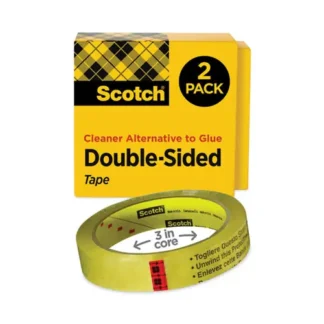 Scotch® Double-Sided Tape, 3" Core, 0.75" x 36 yds, Clear, 2/Pack
