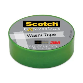 Scotch® Expressions Washi Tape, Green, 0.59" x 32.75 ft, 1.25" Core