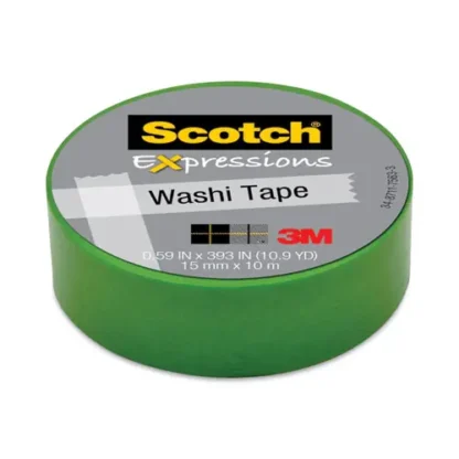 Scotch® Expressions Washi Tape, Green, 0.59" x 32.75 ft, 1.25" Core