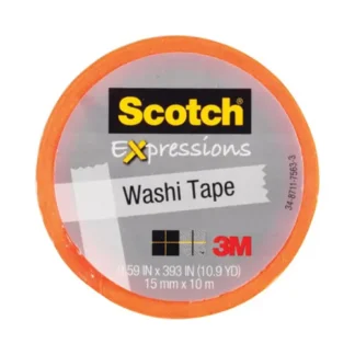 Scotch® Expressions Washi Tape, Orange, 0.59" x 32.75 ft, 1.25" Core