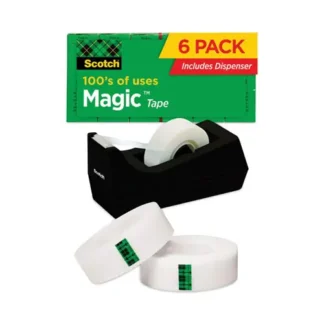 Scotch® Magic Tape Desktop Dispenser Value Pack, 1" Core, Clear, 6/Pack