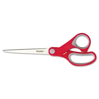 Scotch® Multi-Purpose Scissors, 7" Length, Straight Gray/Red Handle