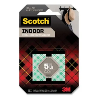 Scotch® Permanent High-Density Foam Mounting Tape, 1" Squares, Double-Sided, Holds Up to 5 lbs, White, 16/Pack
