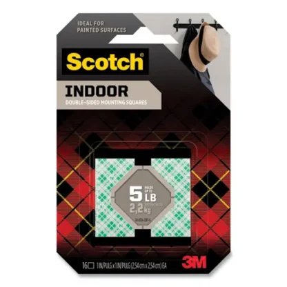 Scotch® Permanent High-Density Foam Mounting Tape, 1" Squares, Double-Sided, Holds Up to 5 lbs, White, 16/Pack