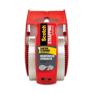 Scotch® Reinforced Strength Shipping and Strapping Tape with Dispenser, Clear, 1.88" x 10 yds, 1.5" Core
