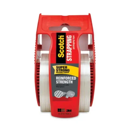 Scotch® Reinforced Strength Shipping and Strapping Tape with Dispenser, Clear, 1.88" x 10 yds, 1.5" Core