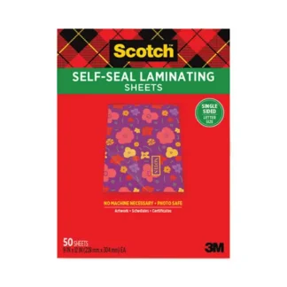 Scotch™ Self-Sealing Laminating Sheets, Gloss Clear, 50/Pack
