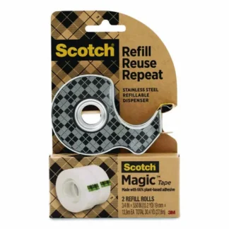 Scotch® Stainless Steel Refillable Tape Dispenser with 2 Rolls of 0.75" x 550" Magic Tape