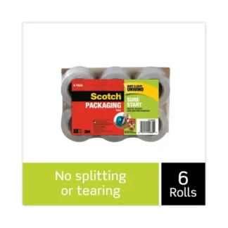 Scotch® Sure Start Packaging Tape for DP1000 Dispensers, 1.5" Core, 1.88" x 75 ft, Clear, 6/Pack