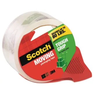 Scotch® Tough Grip Moving Packaging Tape with Dispenser, 3" Core, 1.88" x 54.6 yds, Clear