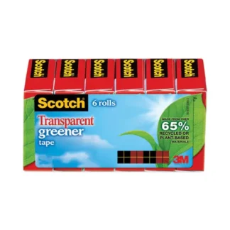 Scotch® Transparent Greener Tape, 1" Core, 0.75" x 75 ft, Transparent, 6/Pack