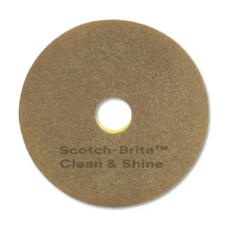 Scotch-Brite™ Clean and Shine Pad, 17" Diameter, Brown/Yellow, 5/Carton
