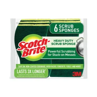 Scotch-Brite® Heavy-Duty Scrub Sponge, Yellow/Green, 6/Pack