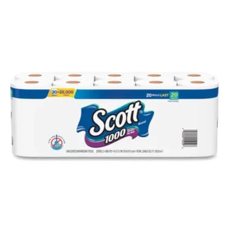Scott® 1000 Bathroom Tissue, Septic Safe, 1-Ply, White, 1,000 Sheets per Roll, 20 Rolls per Pack