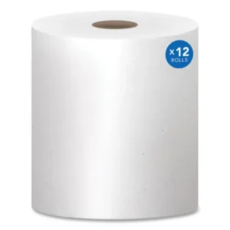 Scott® Essential 100% Recycled Fiber Hard Roll Towel, 1-Ply, White, 12 Rolls/Carton