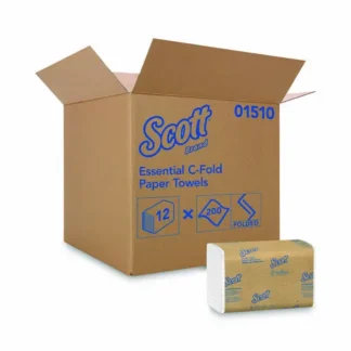 Scott® Essential C-Fold Towels, White, 1-Ply, 200 Towels/Pack, 12 Packs/Carton