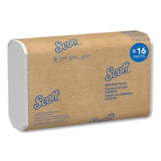 Scott® Essential Multi-Fold Towels, 1-Ply, White, 250 Towels/Pack, 16 Packs/Carton
