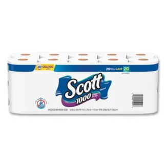 Scott® Standard Roll Bathroom Tissue, 1-Ply, White, 1,000 Sheets/Roll, 20 Rolls/Pack, 2 Packs/Carton