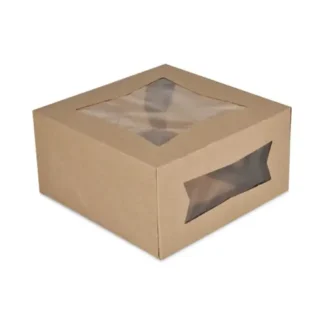 SCT® Kraft Window Bakery Boxes, 8 x 8 x 4, Brown, Paper, 150/Carton