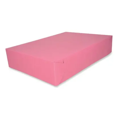 SCT® Pink Two-Piece Non-Window Bakery Box, 19.5 x 14 x 4, Pink, Paper, 100/Carton