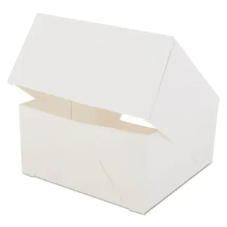 SCT® White Window Bakery Boxes with Attached Flip Top, 4-Corner Beers Design, 8 x 8 x 4, White, Paper, 150/Carton