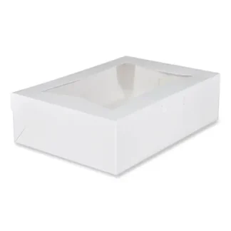 SCT® White Window Bakery Boxes with Tuck-in Lid, White, Paperboard, 10 x 14 x 4, 100/Carton