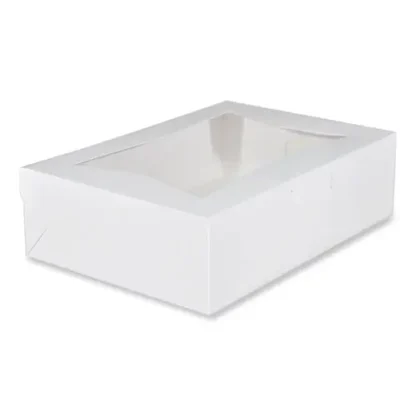 SCT® White Window Bakery Boxes with Tuck-in Lid, White, Paperboard, 10 x 14 x 4, 100/Carton