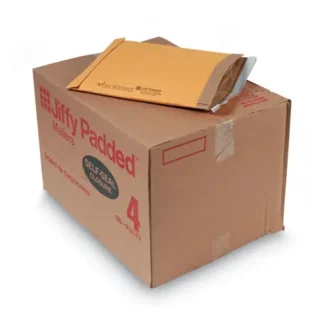Sealed Air Jiffy Padded Mailer, #4, Self-Adhesive Closure, 9.5 x 14.5, Natural Kraft, 100/Carton