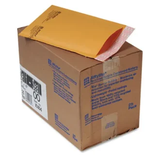 Sealed Air Jiffylite Self-Seal Bubble Mailer, #00, Barrier Bubble Air Cell Cushion, Self-Adhesive Closure, 5 x 10, Brown Kraft, 25/CT